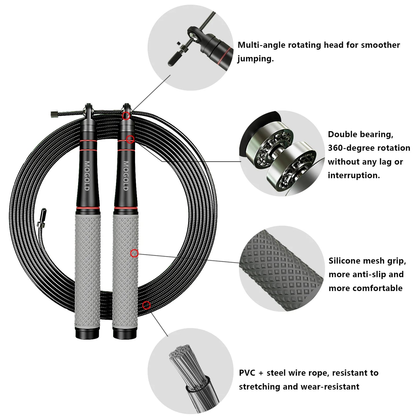 Speed Jump Rope, Heavy-Duty Adjustable Rope, Lightweight Design, Smooth Ball Bearing Rotation, Suitable for CrossFit Training