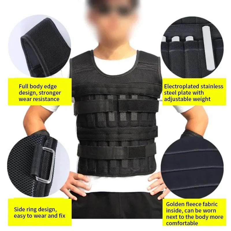 New Training Jacket Gym Fitness Equipment 15/35KG Adjustable Loading Weight Vest Boxing Running Workout Waistcoat Sand Clothing
