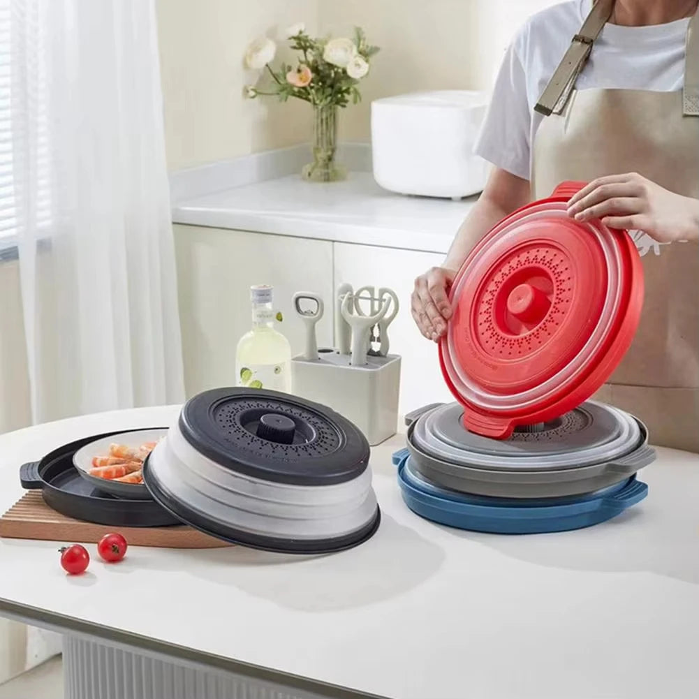 Collapsible Microwave Food Cover and Cushion BPA Free Heat Resistant Microwave Splatter Cover Multifuction Kitchen Gadget