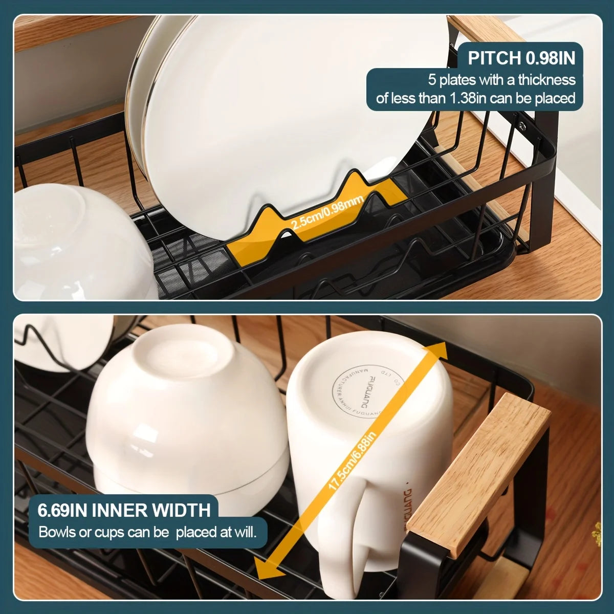 Kitchen Counter Dish Rack, Dish Drainer, Dish Drying Rack with Drainboard And Detachable Utensil Holder, Narrow Design, for Kitc