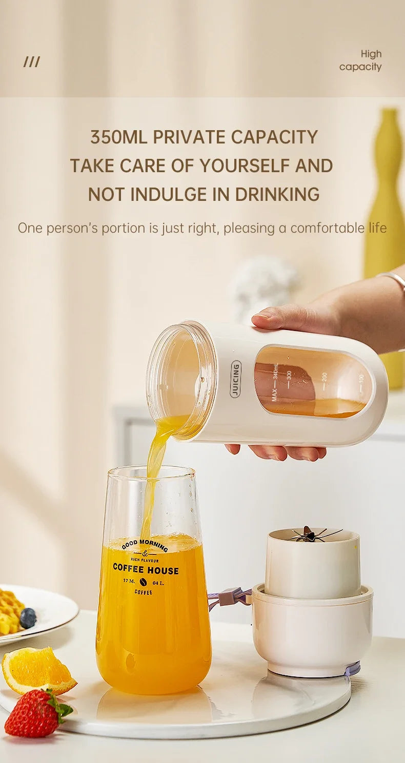 Portable Multi-function USB Wireless Juicer 12-blade Head Fast Juice Extraction 2600mAh Capacity Indoor and Outdoor Mixing Cup