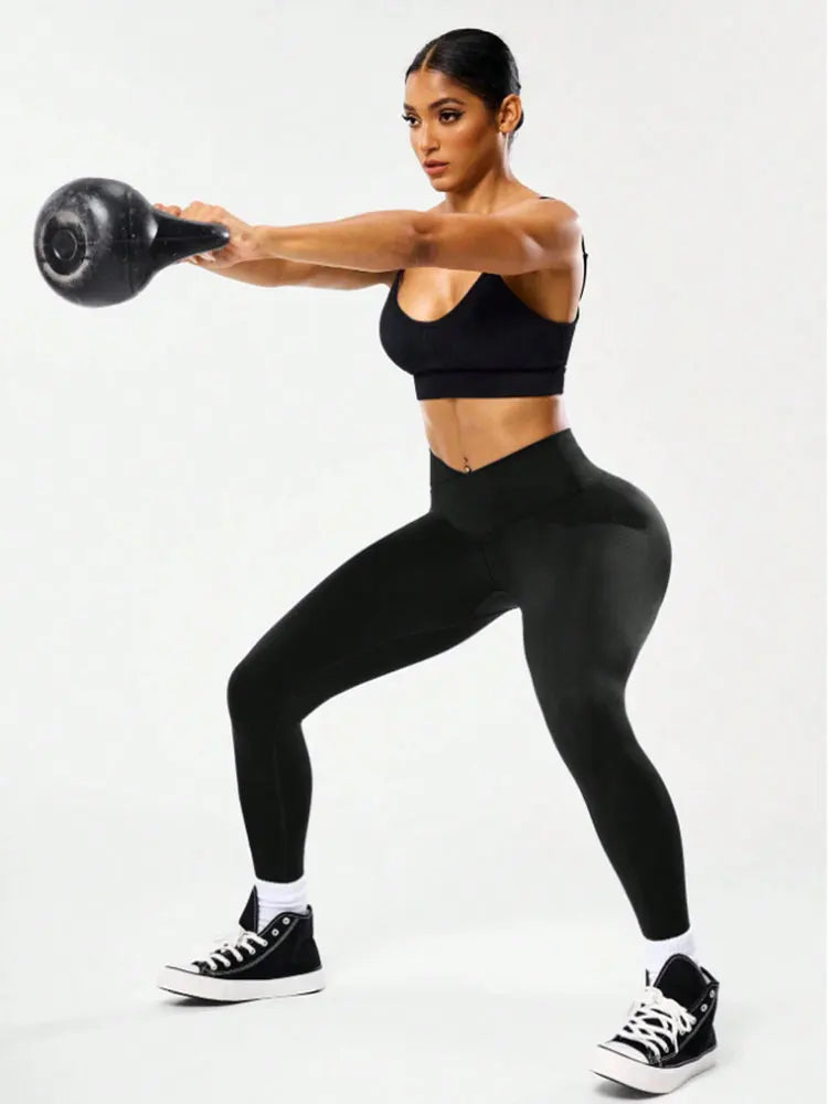 Cross Waist Yoga Trousers Booty Lifting Stretch Sports Leggings High Waist Naked Feeling Quick Dry Tights Pilates Sports Bottoms