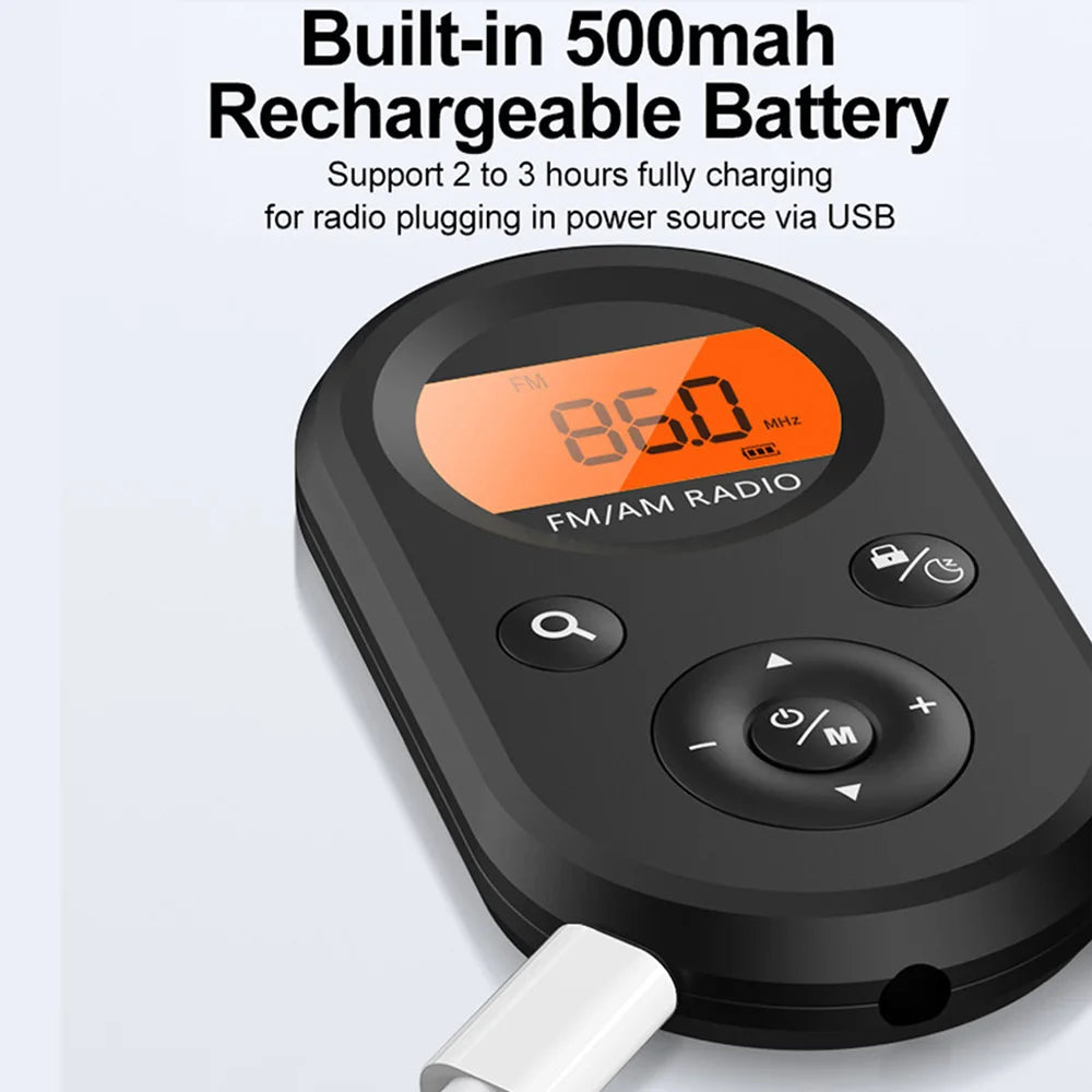 Portable Pocket Radio, Rechargeable AM/FM Radio with Long Battery Life, Stereo Earphone, Sleep Timer, Small Digital Transistor