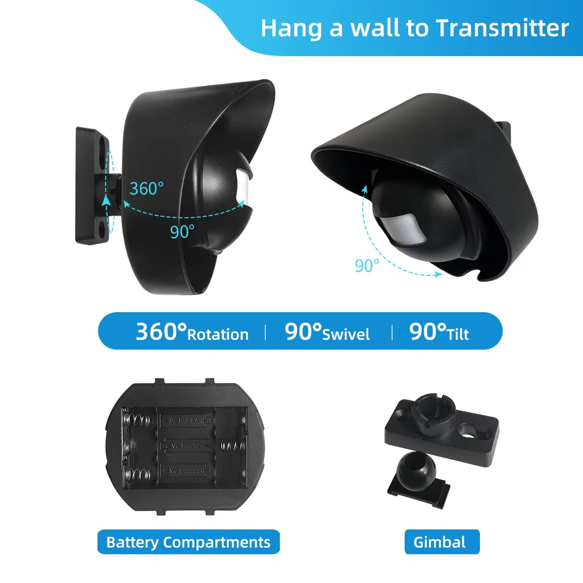 Wireless Driveway 328 Ft Long Alarm Weatherproof Outdoor Motion Sensor Detector Security Alert-Protect Outdoor/Indoor Property
