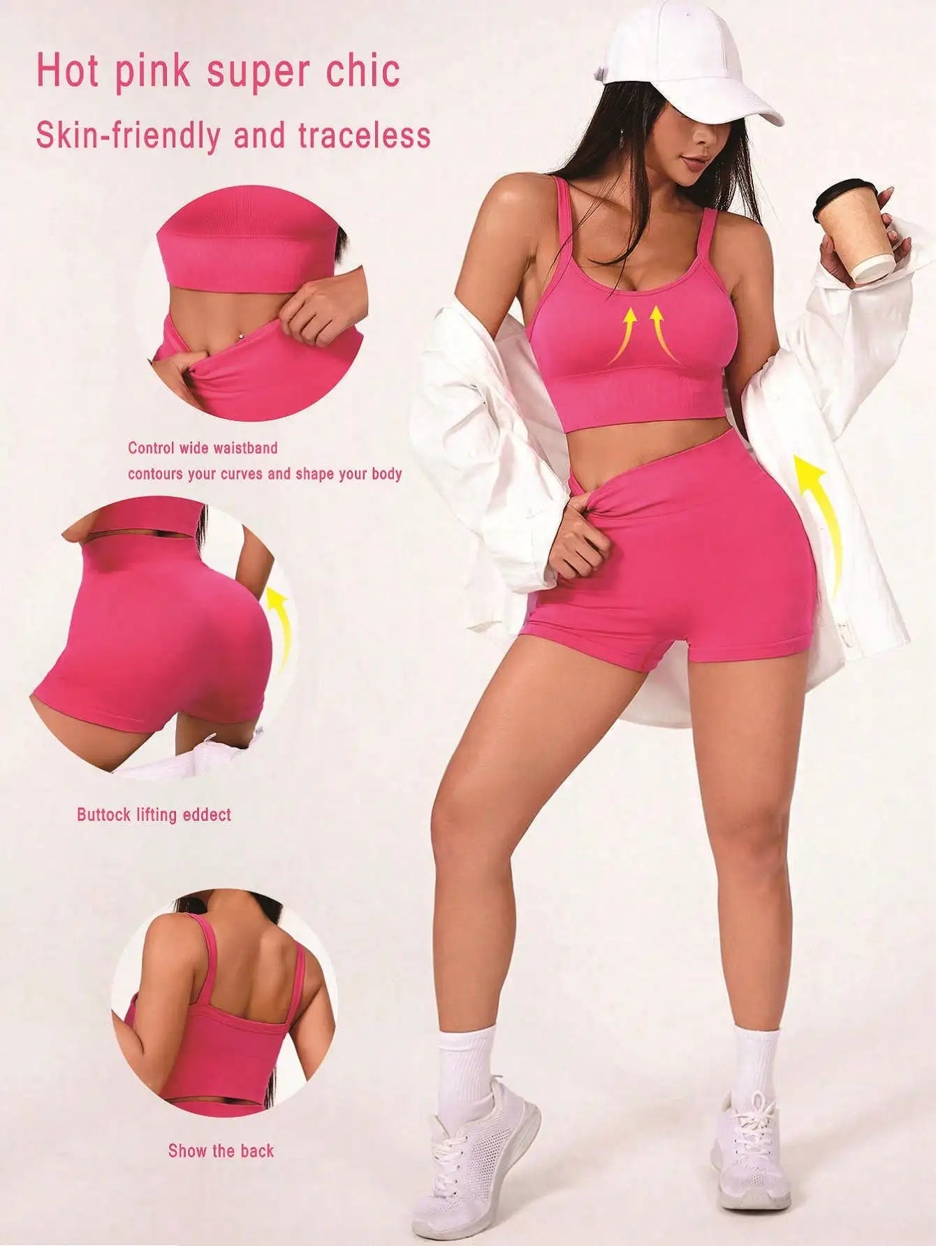 Seamless Ribbed Yoga Sets Workout Sets for Women 2 Pieces Gym Suits Ribbed Crop Tank High Waist Shorts Outfits Fitness Running