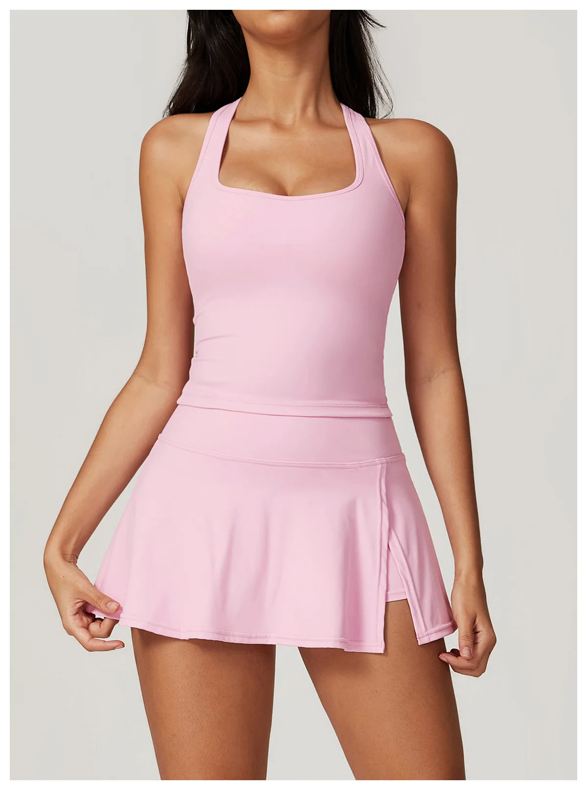 Tight Tennis Skirt Set Yoga Clothing Anti-Shine Bottom Pants Set Quick Dry High Waisted Hip Lifting Running Fitness Exercise Set