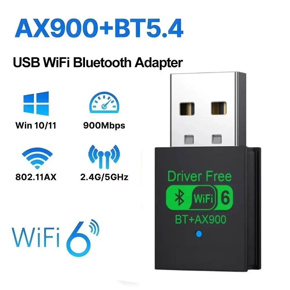 Wifi 6 Mini USB Dongle Network Card BT 5.4 Receiver Dongle AX900 For Win 10/11 PC Dual Band 2.4G/5Ghz