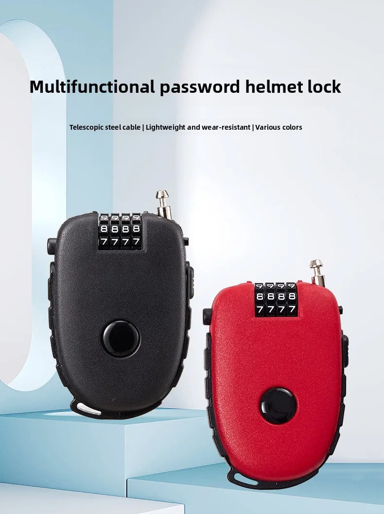 Portable Steel Wire Lock, Stretchable Steel Wire Helmet Lock, Baby Car Lock, Portable Treasure Ruyi Steel Wire Portable Lock