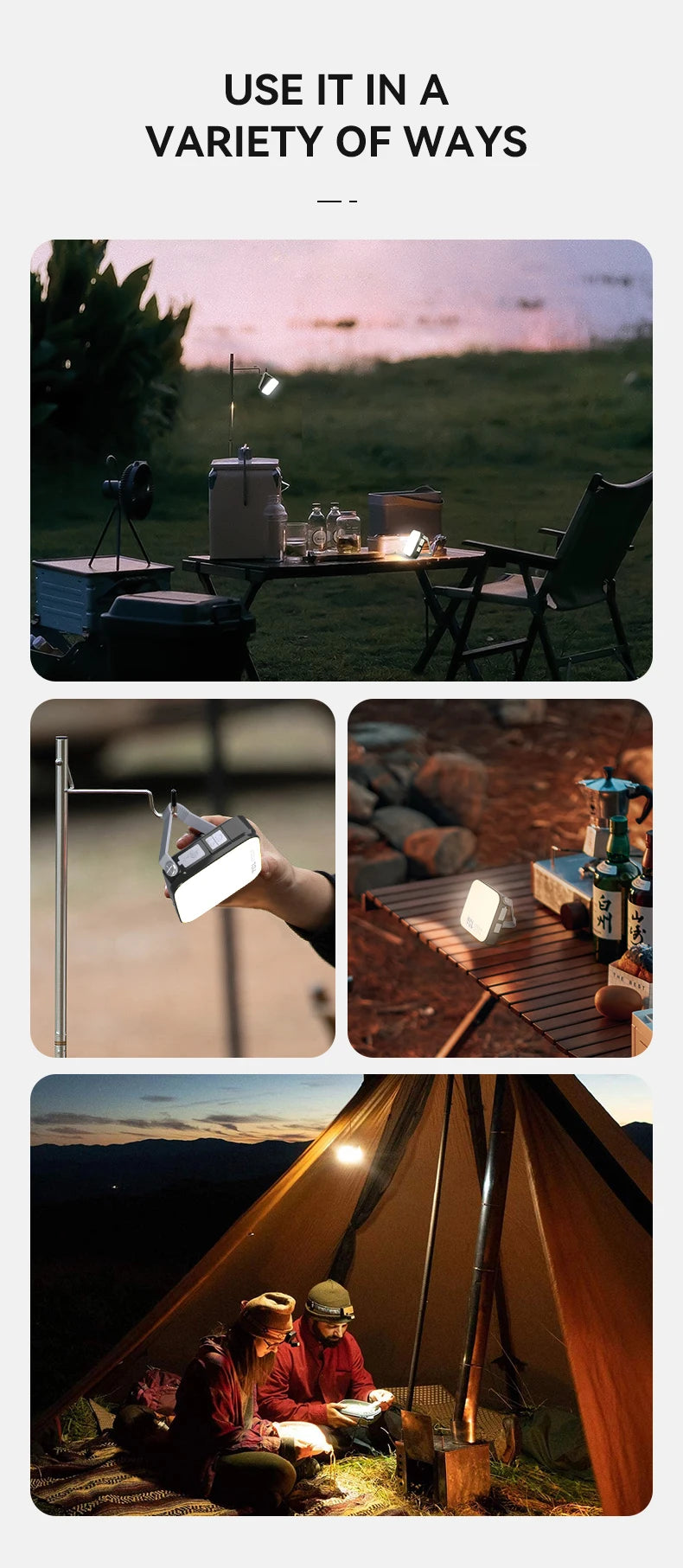 New Camping Lights Rechargeable Outdoor Hanging Lights Portable Fill Light Work Maintenance Lighting