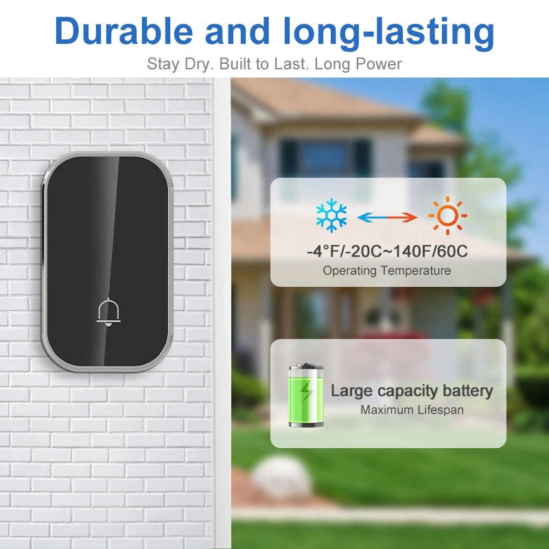 Wireless Doorbell Smart Home Welcome Door Bell 36 Ringtones 300M Long Distance