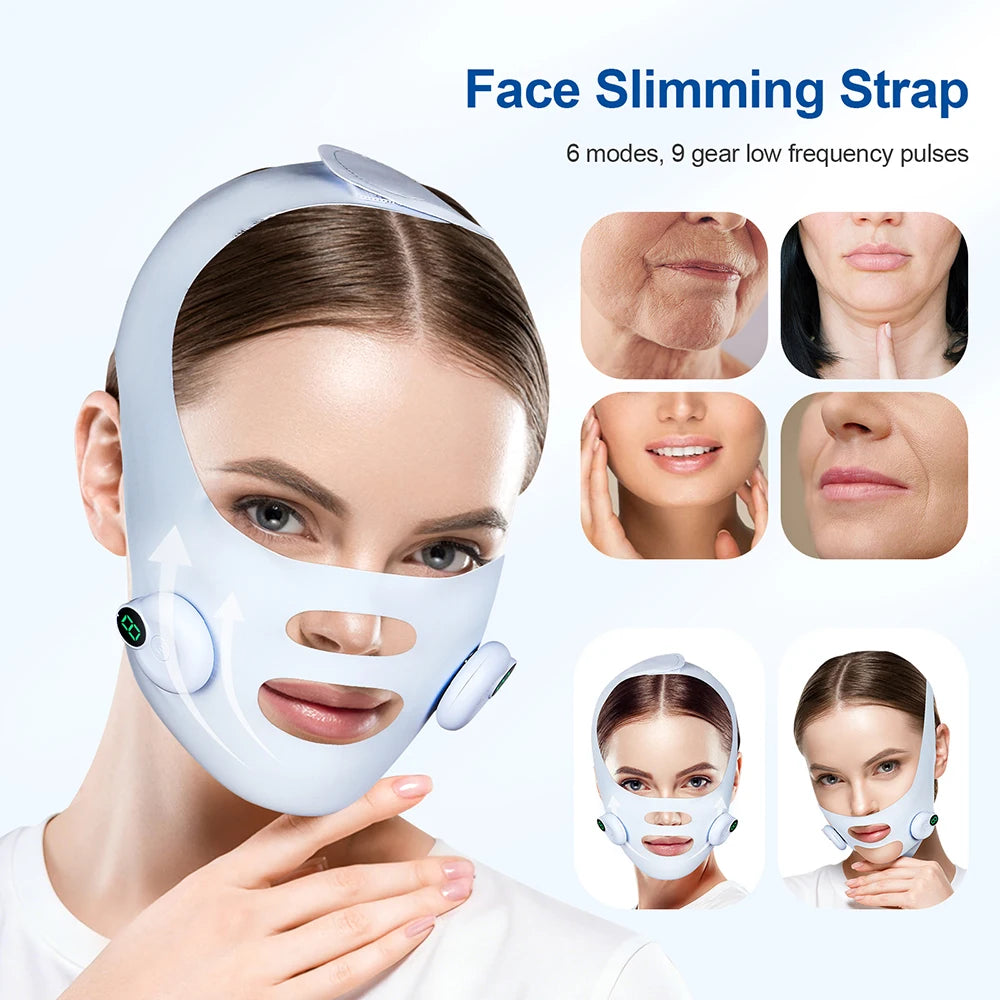 Electric Face Slimming Bandage V Line Chin Strap Facial Shaping Massager Edema Removal Mask V Line Lift Up Belt