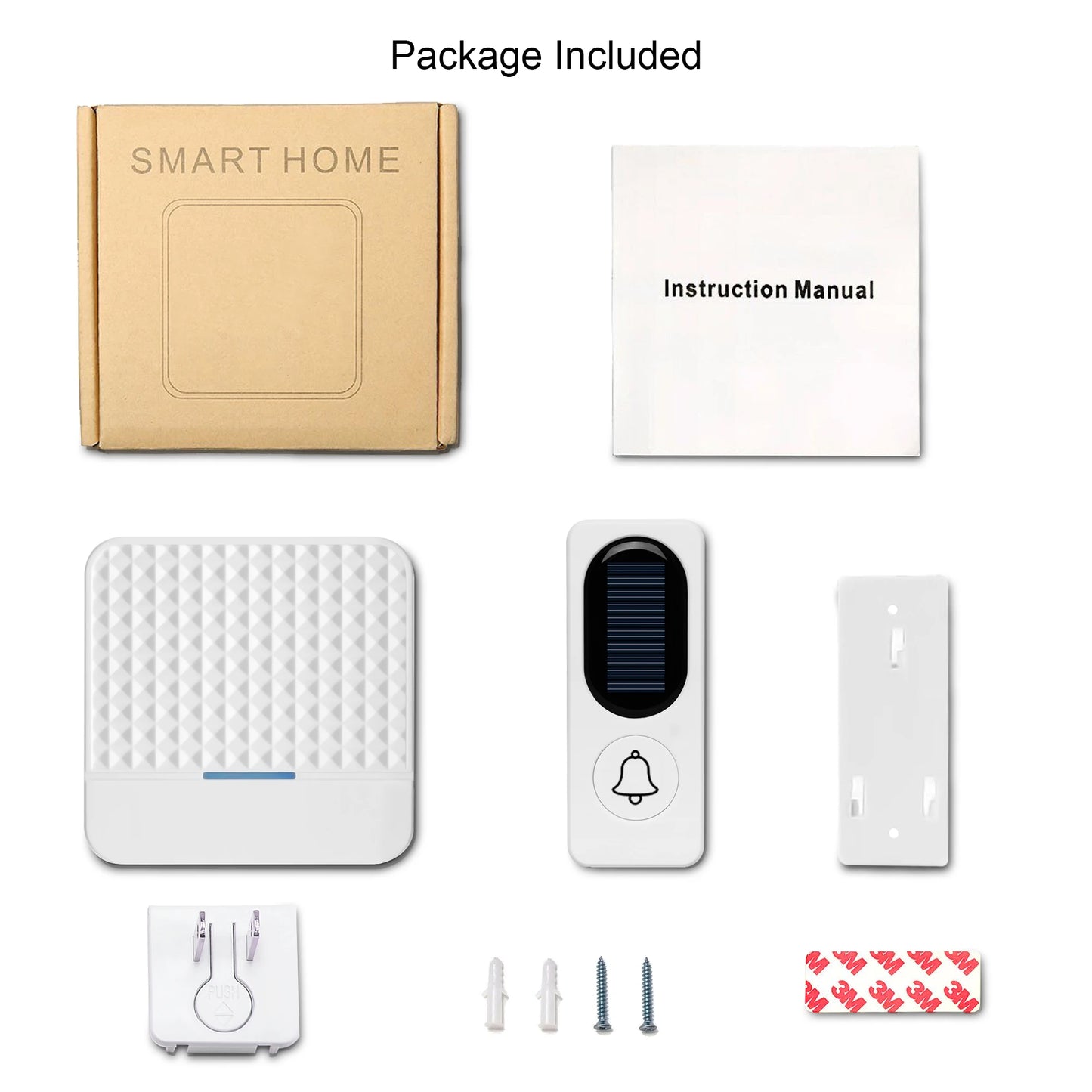 Solar Powered Doorbell, Operating at Over 1000 Feet with 52 Melodies, 4 Volume Levels & Flash Waterproof Door Chime Kit