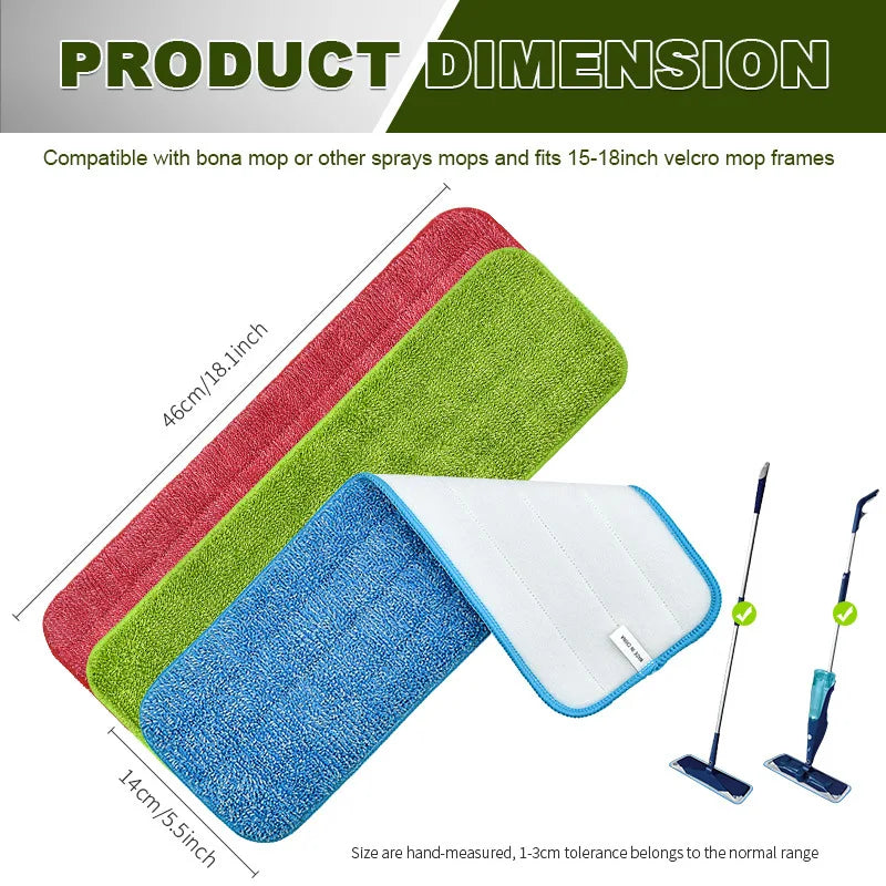 Mop Pads Head Replacement Spray Pads Microfiber Cleaning Pads for Wet Dry Mops Flat Replacement Heads for Floor Cleaning