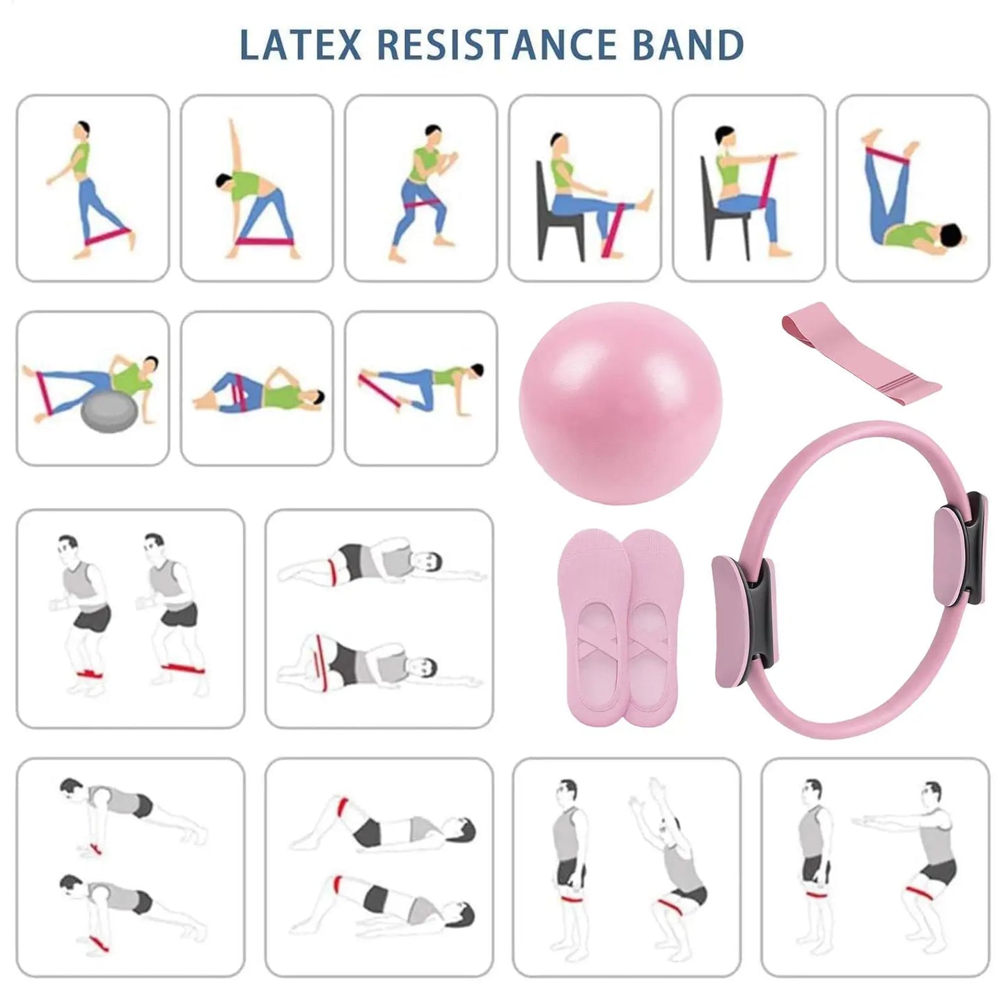 Pilates Ring and Ball Set Pilates Fitness Equipment Portable Resistance Band Exercise for Pregnancy Postpartum Travel