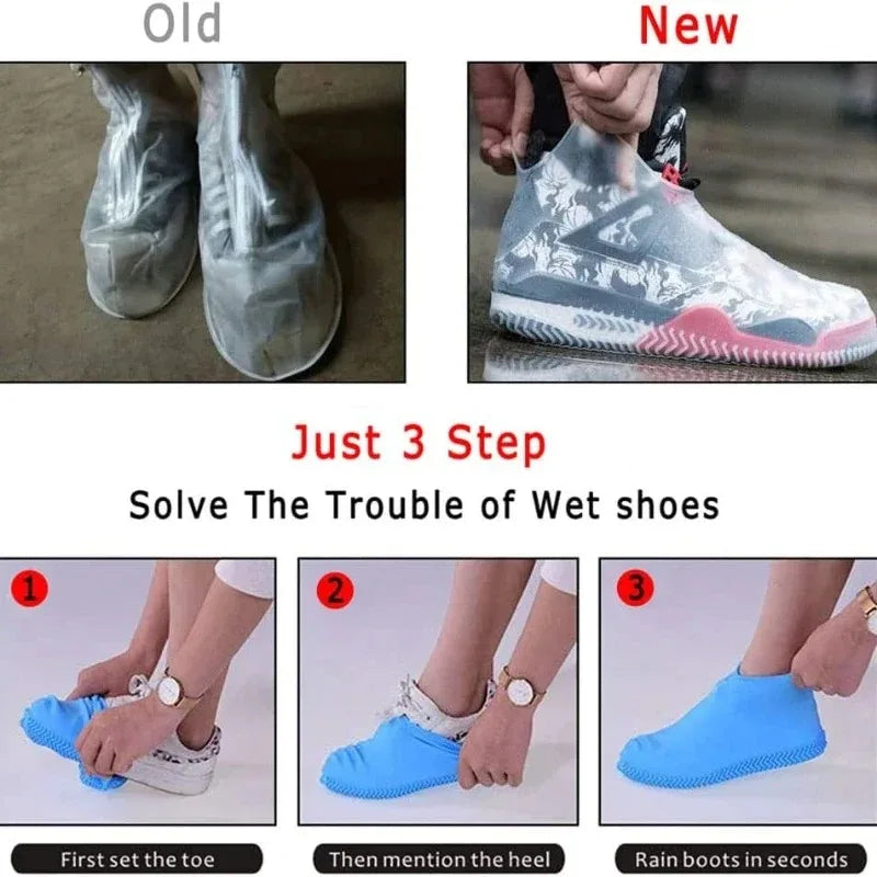 Reusable Waterproof Rain Shoes Covers Silicone Outdoor Rain Boot Overshoes Walking Shoes Accessories Reusable Shoe Cover