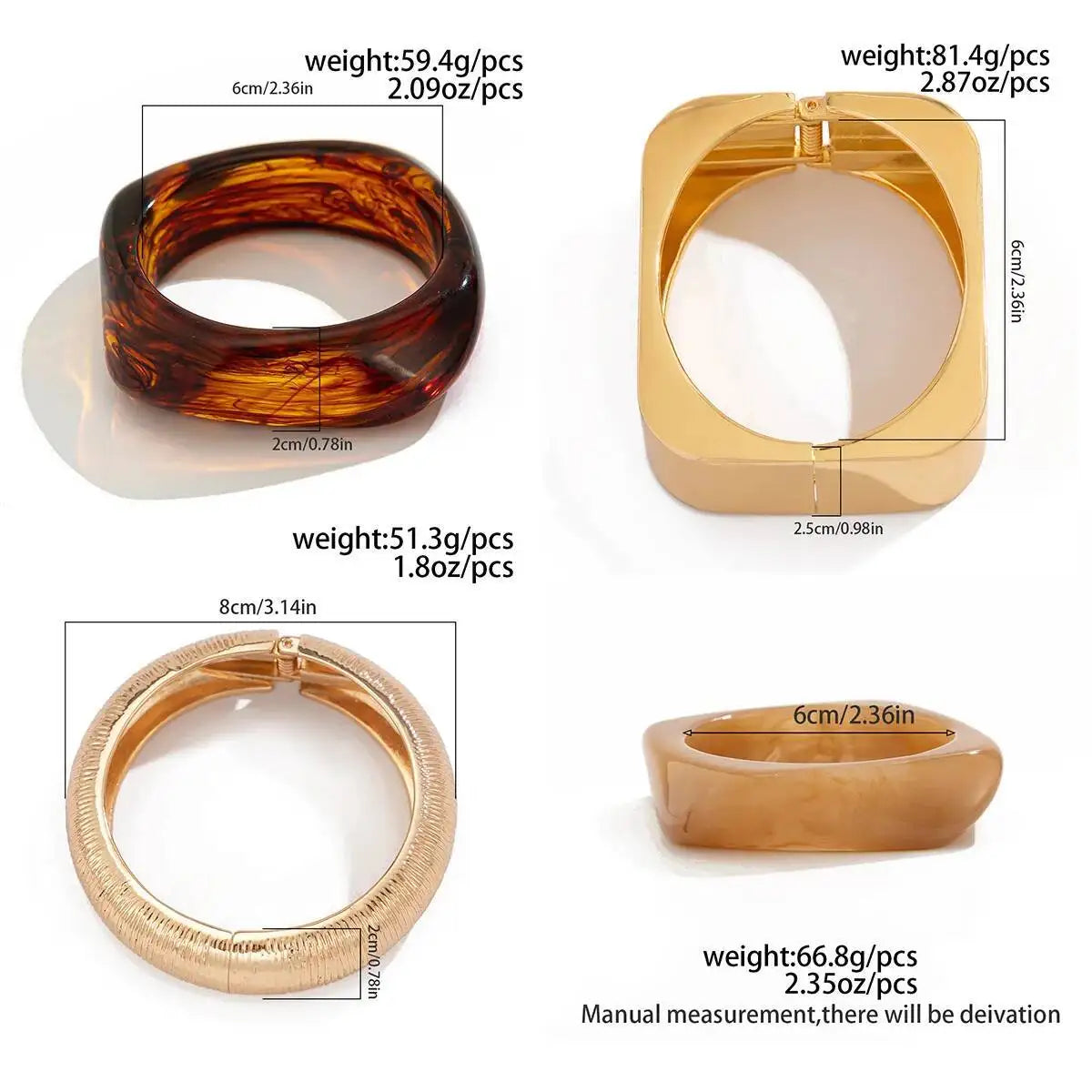 IngeSight.Z Vintage Irregular Geometric Resin Wide Bangles Bracelet for Women Hip Hop Punk Chunky Metal Bangles Trendy Jewelry