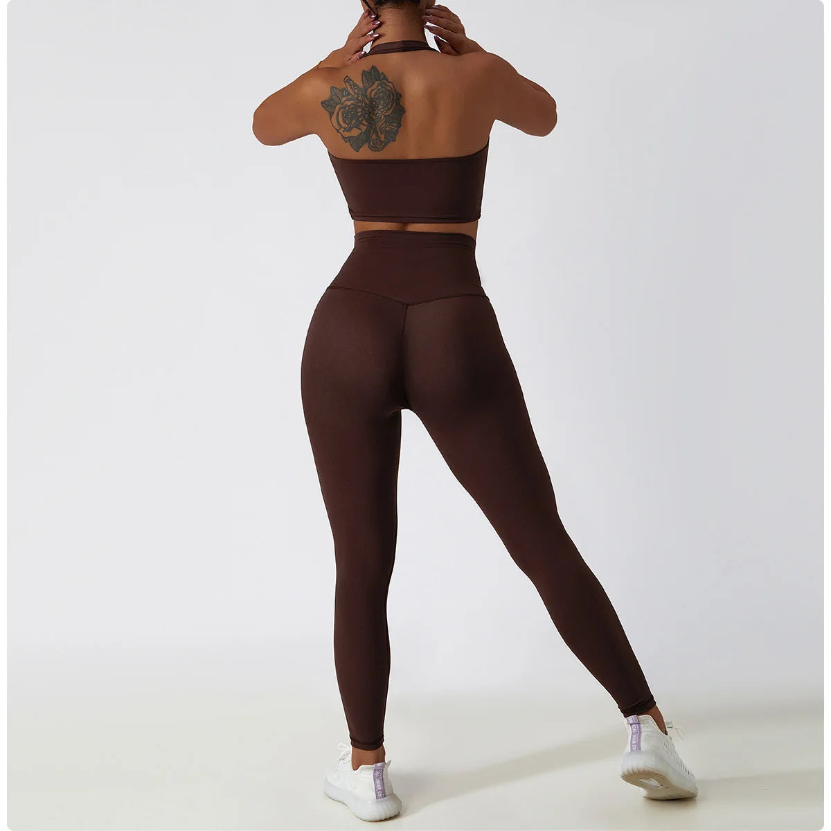 2 PCS Sportswear Women Yoga Set Gym Clothes Athletic Wear Yoga Suits Fitness Set Tracksuits Sports Bra Long Sleeve Gym Leggings