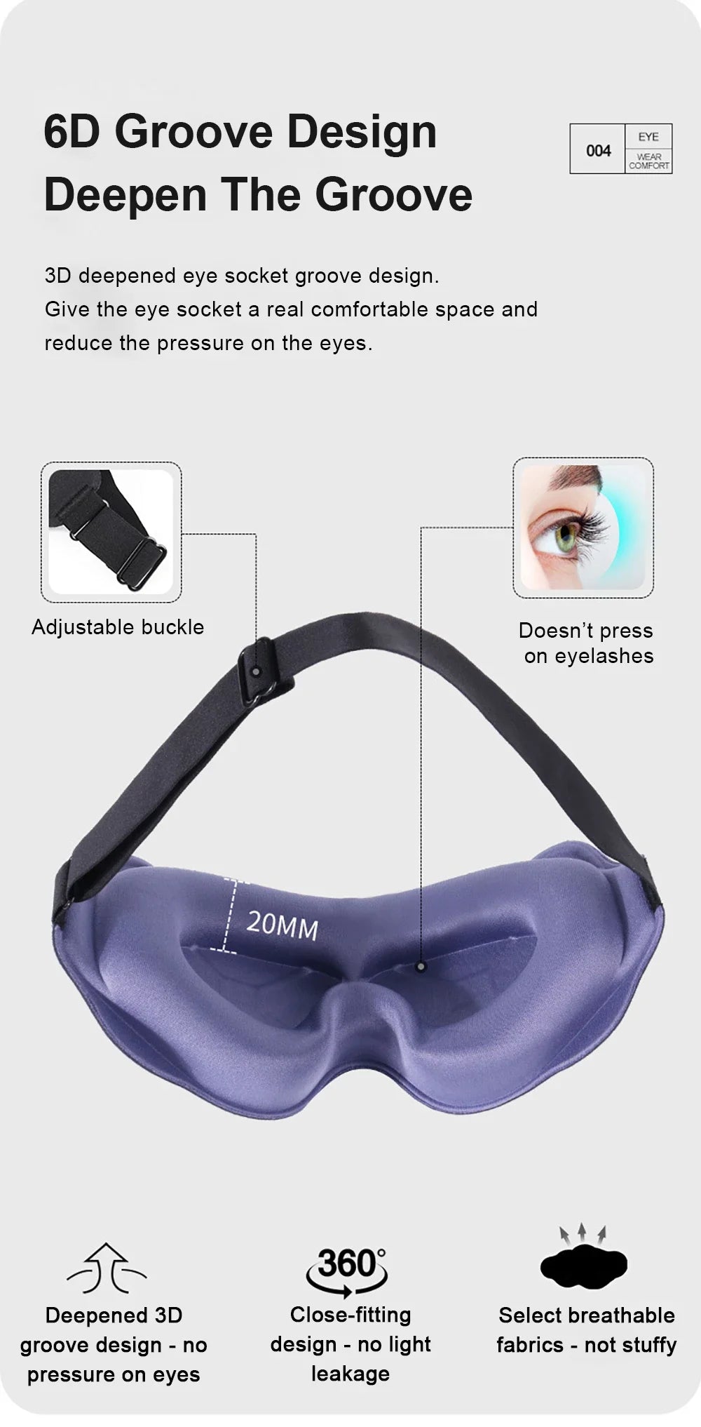 3D Sleeping Mask Block Out Light Soft Padded Sleep Mask