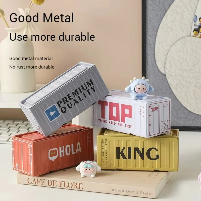 Compact Iron Storage Container Creative Desktop Organizer Office Supply Tube Office Desk Organizer Metal Box Mini Container ﻿