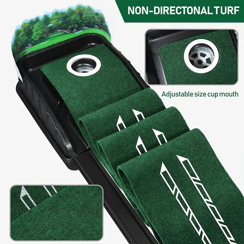 Portable Golf Practitioner Indoor and Outdoor Golf Putting Green Trainer Mat Mini Golf Green Putter Mat Portable For Home Office