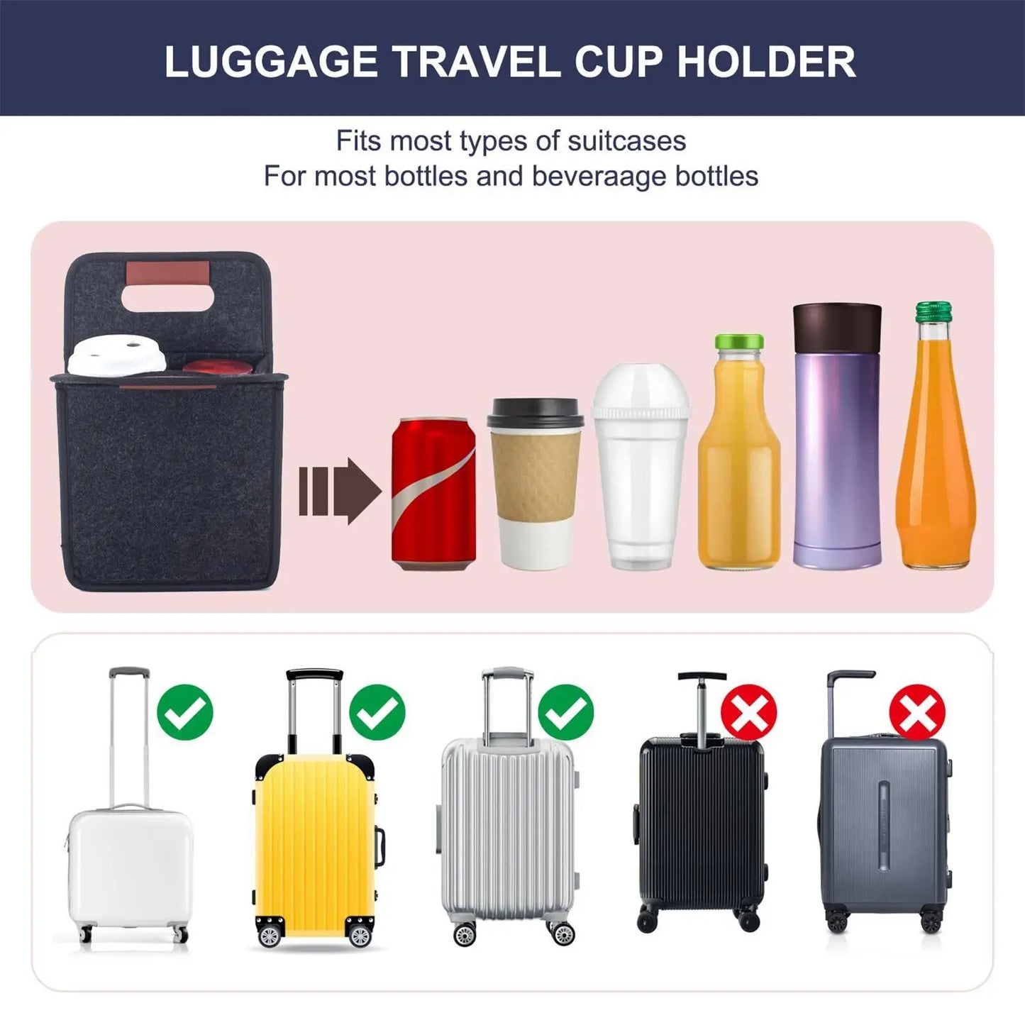 Reusable Drink Cup Carrier, Foldable Tote Bag With Handles for Daily Commute Car Picnic Cruise Party Grocery Outdoor Travel