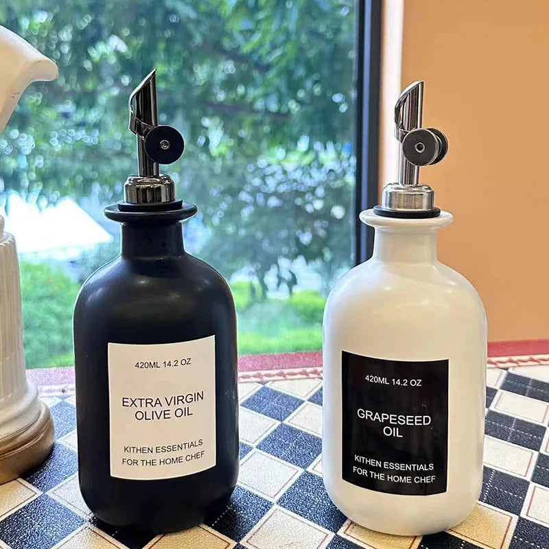 Household ceramic soy sauce bottle leakproof automatic open oil bottle leakproof household kitchen seasoning utensils