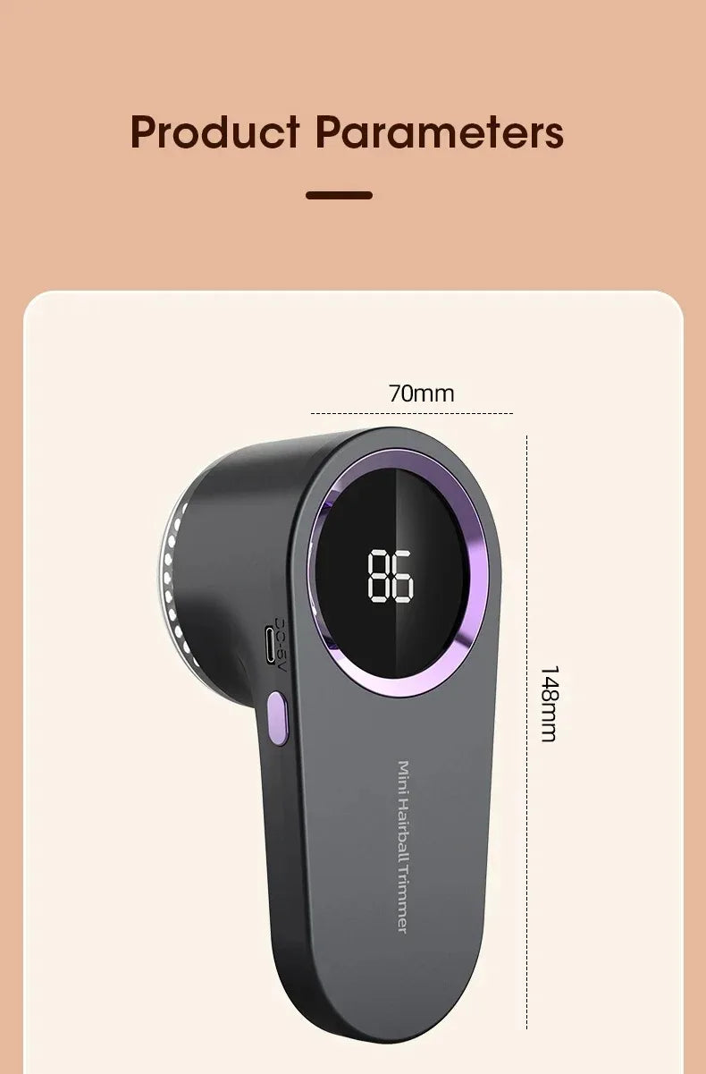 Portable Electric Lint Remover with LED Display USB Rechargeable Sweater Shaver Household Clothes Hair Ball Trimmer