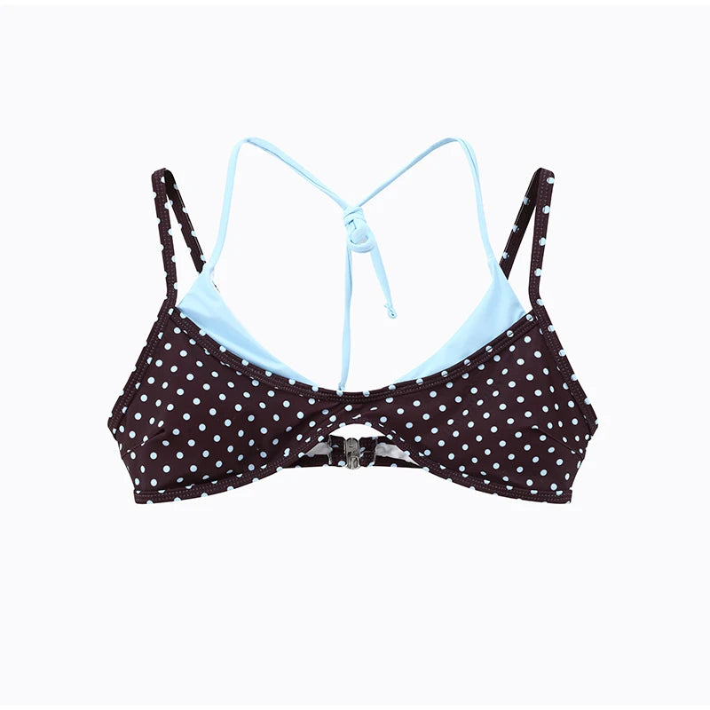 Polka Dot Bikini 2 Piece Set Women Sexy Sleeveless Lace Up Cropped Sling Vest Suit 2026 Lady Summer Chic Holiday Beach Swimsuit