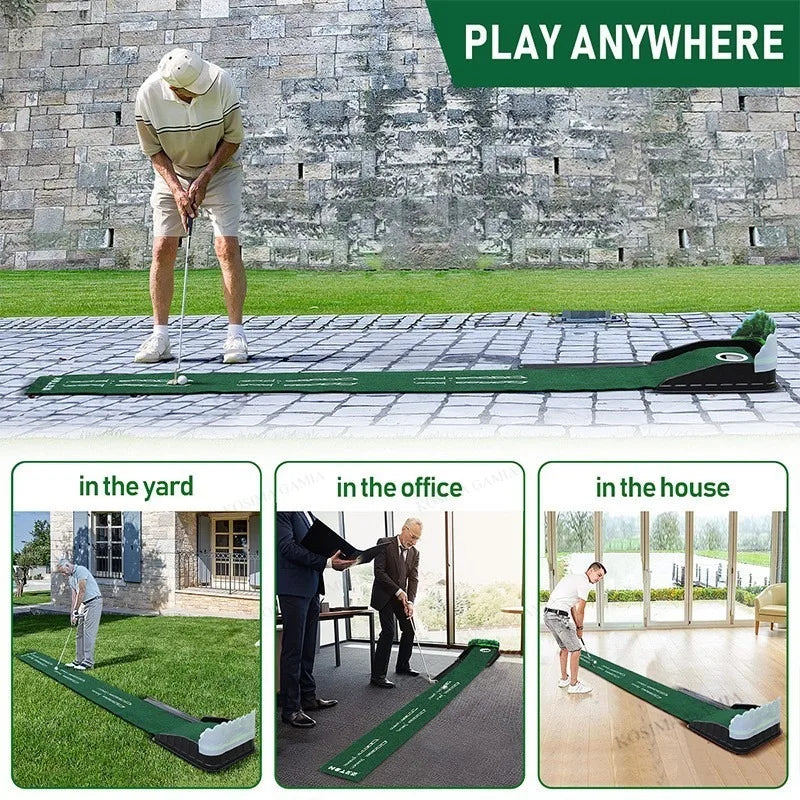 Portable Golf Practitioner Indoor and Outdoor Golf Putting Green Trainer Mat Mini Golf Green Putter Mat Portable For Home Office