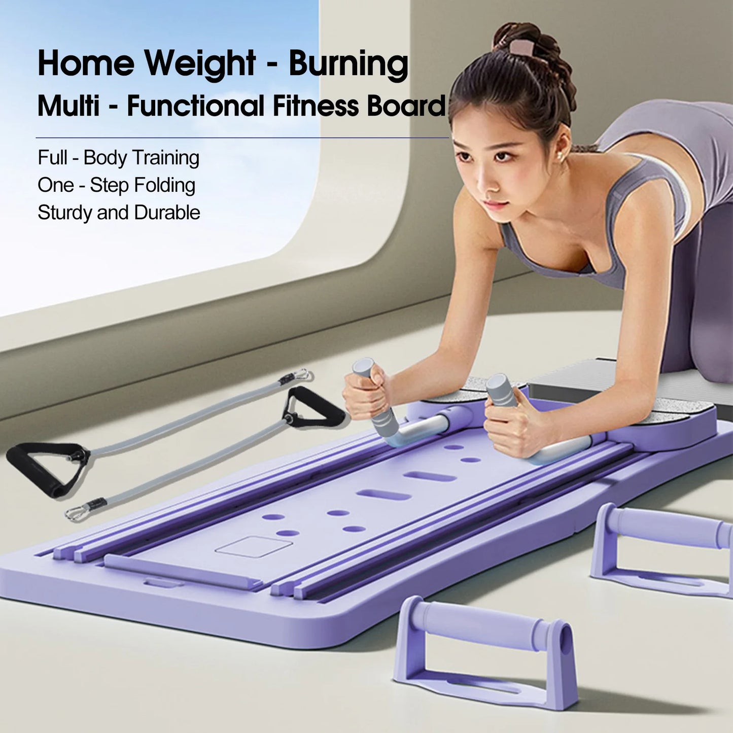 At Home Pilates Board Foldable 4-in-1 Exercise Ab Wheel Roller Exercise Equipment