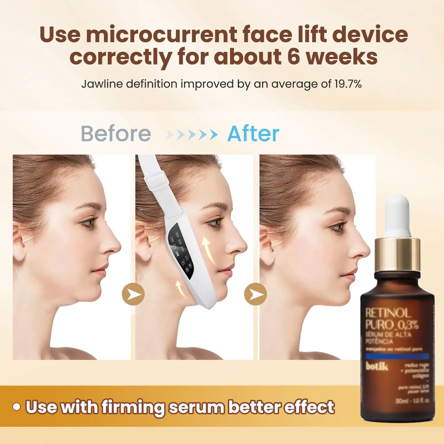 Electric V Face Lifting Beauty Device 6 Modes 8 Levels EMS Micro-current Firming Facial Massager Double Chin Removal Skin Care