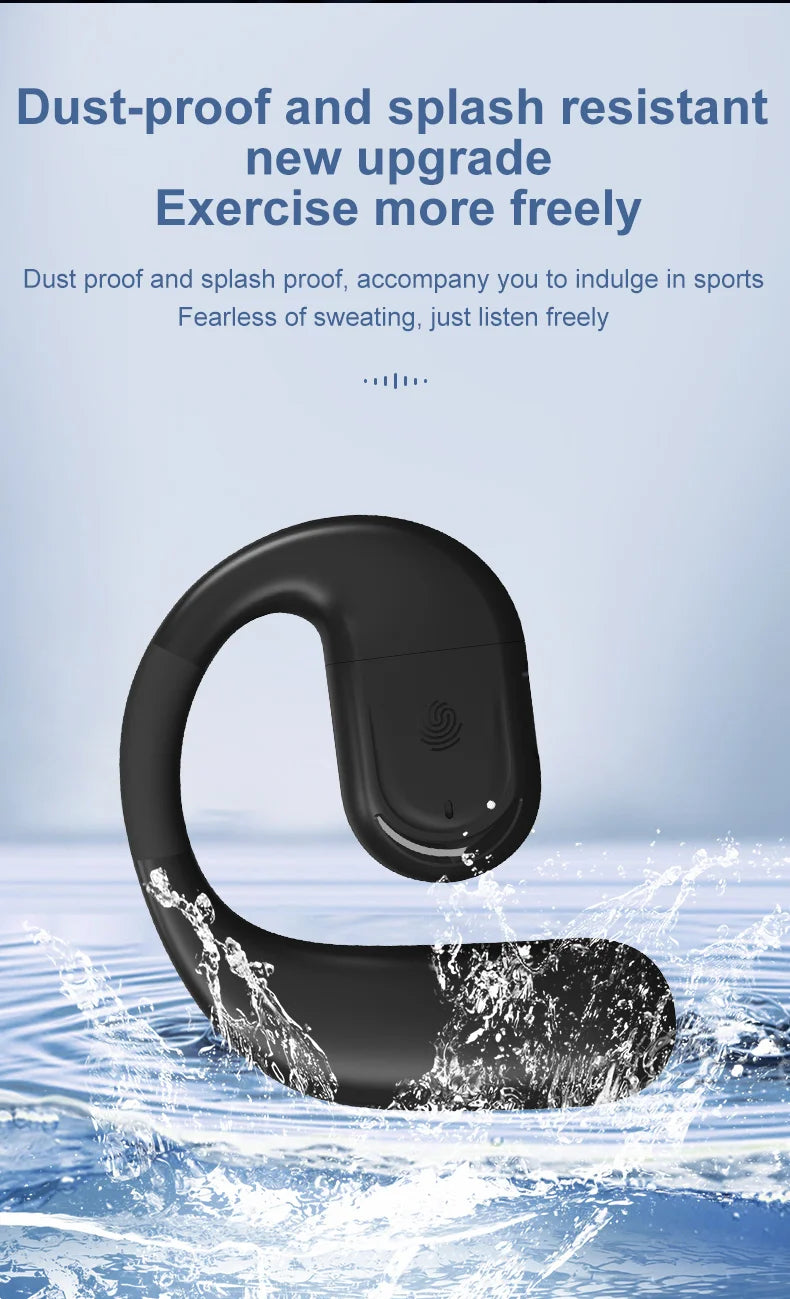Bluetooth  Business Earphone Wireless Single Headphone with HD Mic Ear Hook HiFi Stereo Music Earbud for Xiaomi Samsung Phone