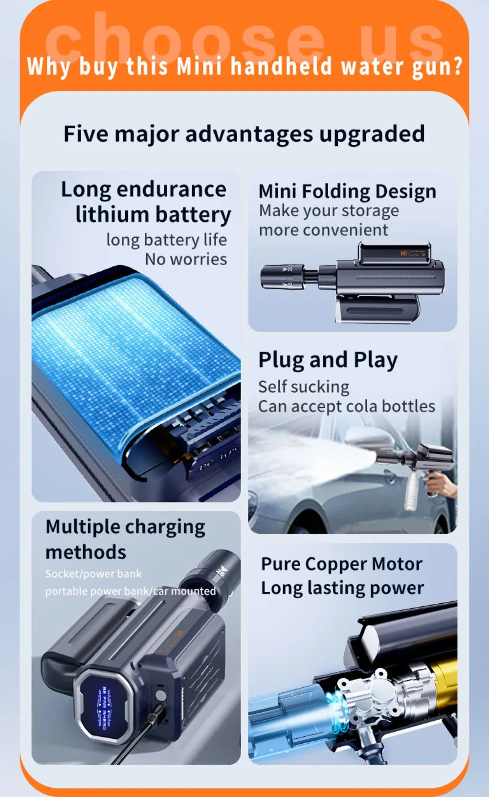 Car Washing Machine Water Gun High Pressure Household Folding Mini Wireless Electric New Supercharging Artifact Rechargeab