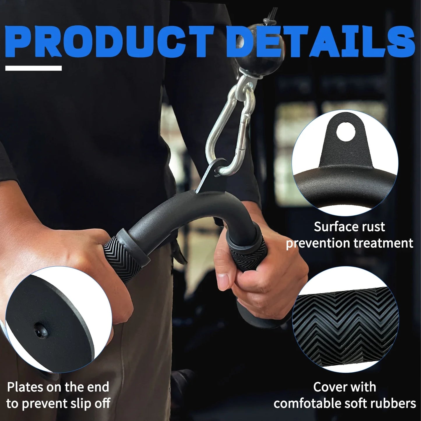 Tricep Pull Down Attachment with Skin-Friendly Rubber, V Bar Attachment Tricep Bar for Home Cable Machine Attachments