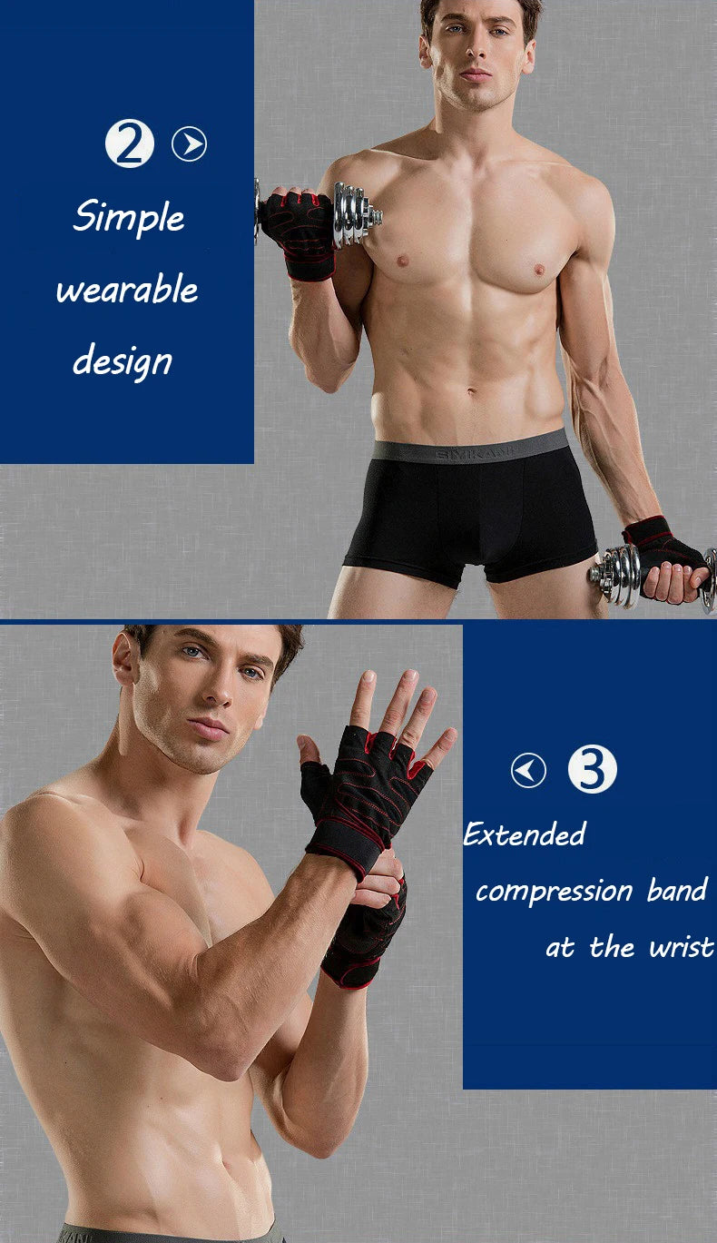 Gym Gloves for Men Women Fitness Weight Lifting Wristband Gloves Body Building Training Sports Exercise Cycling Glove Shockproof