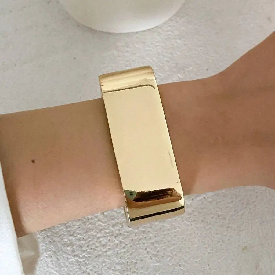 IngeSight.Z Vintage Irregular Geometric Resin Wide Bangles Bracelet for Women Hip Hop Punk Chunky Metal Bangles Trendy Jewelry