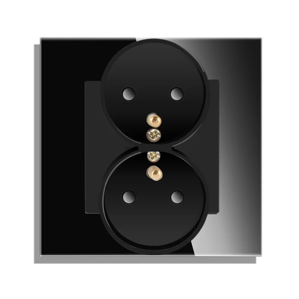 Bingoelec Black Sockets And Switches With Crystal Glass Panel Home Improvement