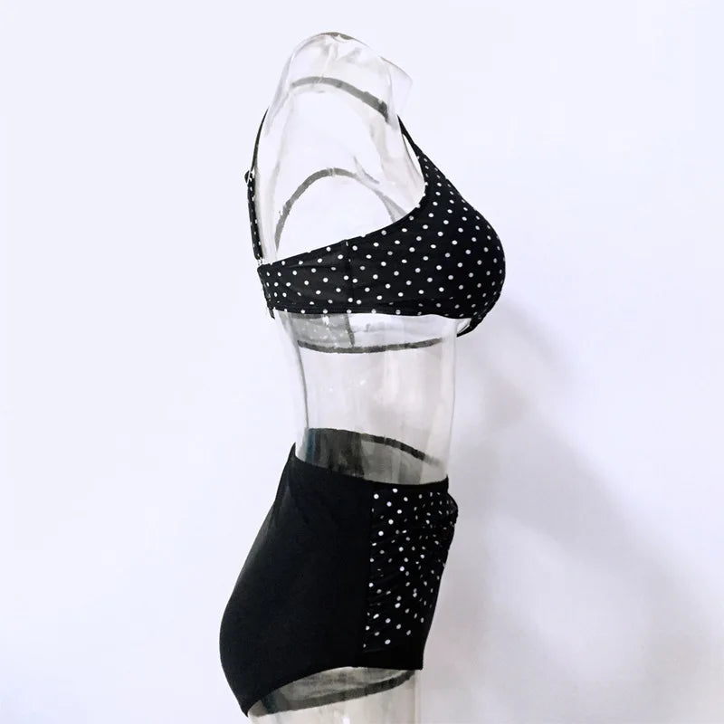 Kophia 5XL 6XL Large Big Plus Size Swimwear For Women Sexy Polka Dot Two Piece Swimsuit 2024 High Waisted Big Cups Bathing Suit