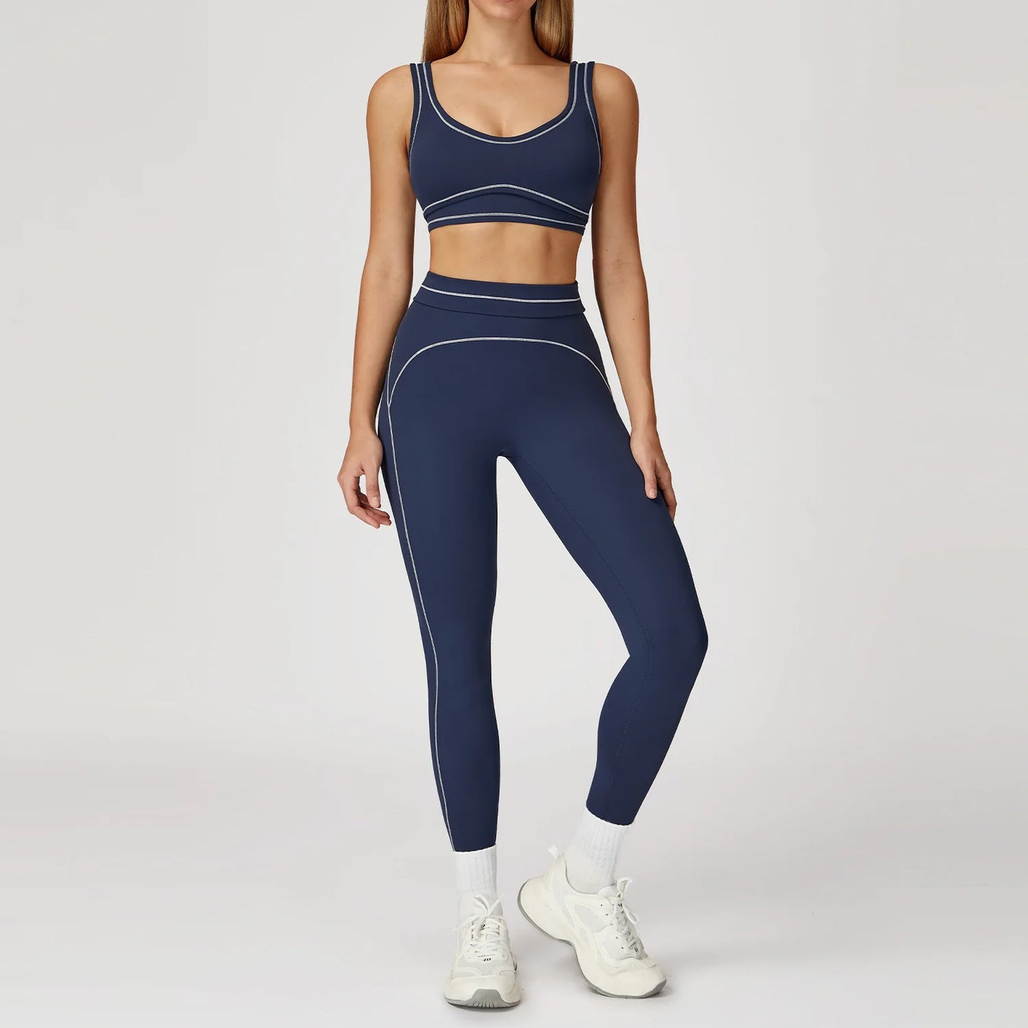 Yoga Set 2 Pieces Women Tracksuit Workout Outfits Fitness Sportswear Gym Clothes High Waist Leggings Sports Bra