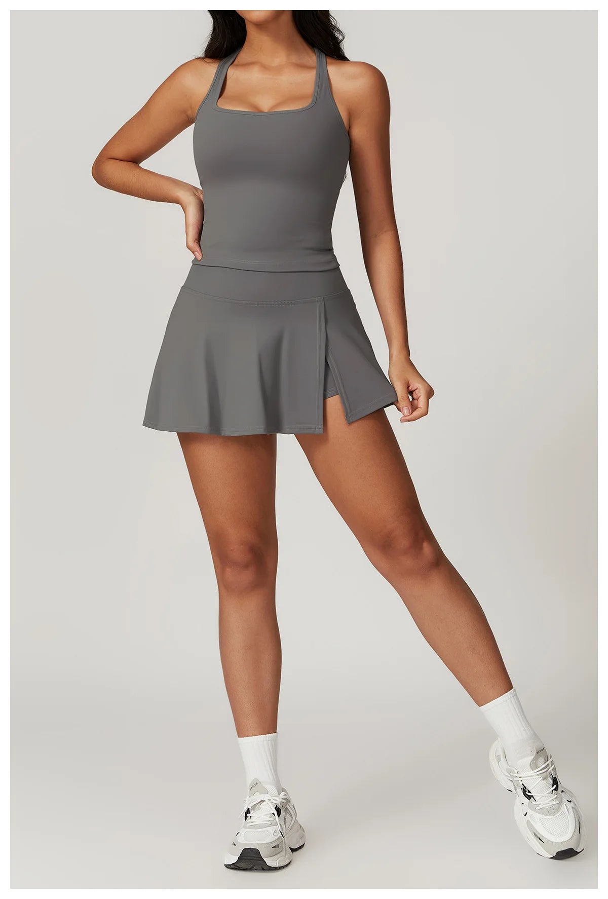 Tight Tennis Skirt Set Yoga Clothing Anti-Shine Bottom Pants Set Quick Dry High Waisted Hip Lifting Running Fitness Exercise Set
