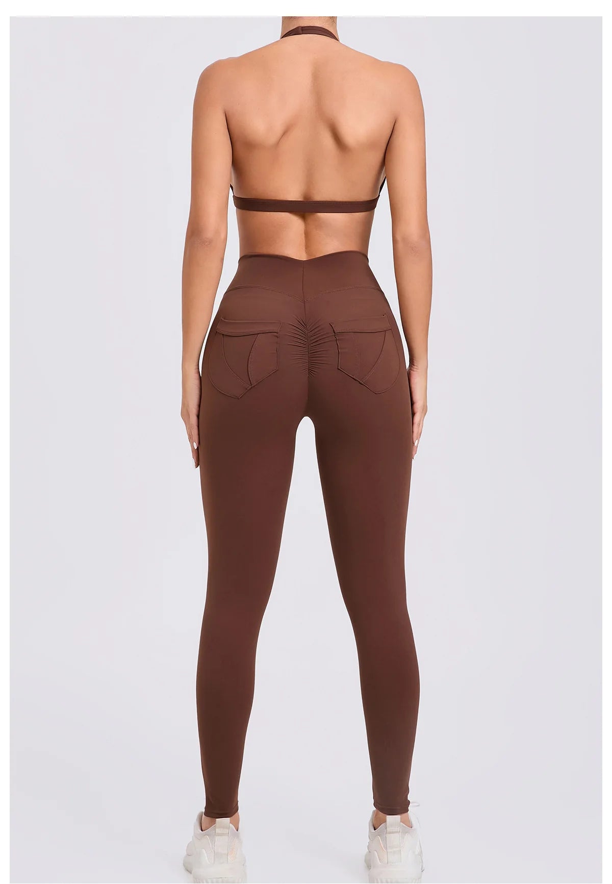 Workout Set for Women Quick Dry Yoga Outfit Seamless Sports Bra High Waist Gym Leggings with Pockets Running Fitness
