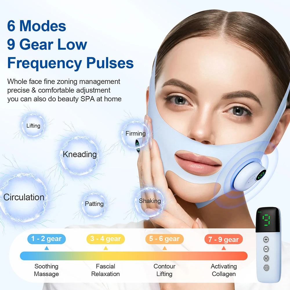 Electric Face Slimming Bandage V Line Chin Strap Facial Shaping Massager Edema Removal Mask V Line Lift Up Belt