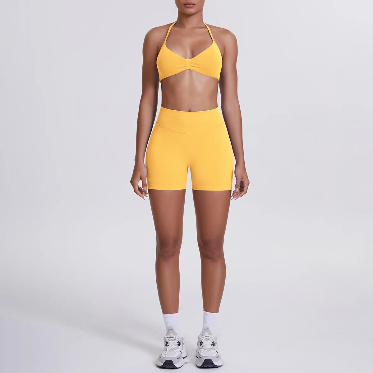 2 Pieces Yoga Set Sexy Backless Women Bra Summer Workout Gym Clothing High Waist Hip Push Up Breathable Fitness Shorts Yoga Set