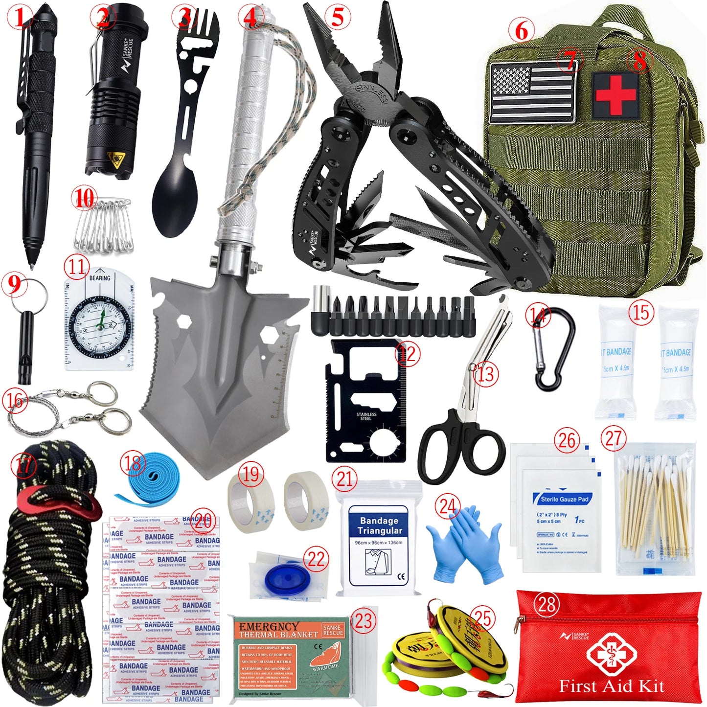 Top-Rated Car Survival First Aid Kit Full Molle Outdoor Emergency Trauma Pack for Camping Hiking IFAK EDC Essentials