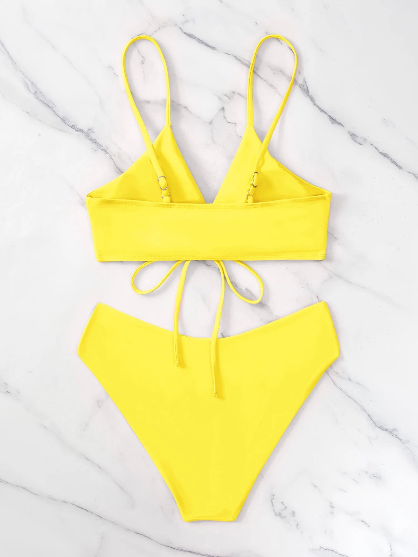 New Women's Swimsuit High Waist Two Piece Bikini Set Hollow Out V-neck Bandage Cross Backless Beach Swimwear Summer Bathing Suit