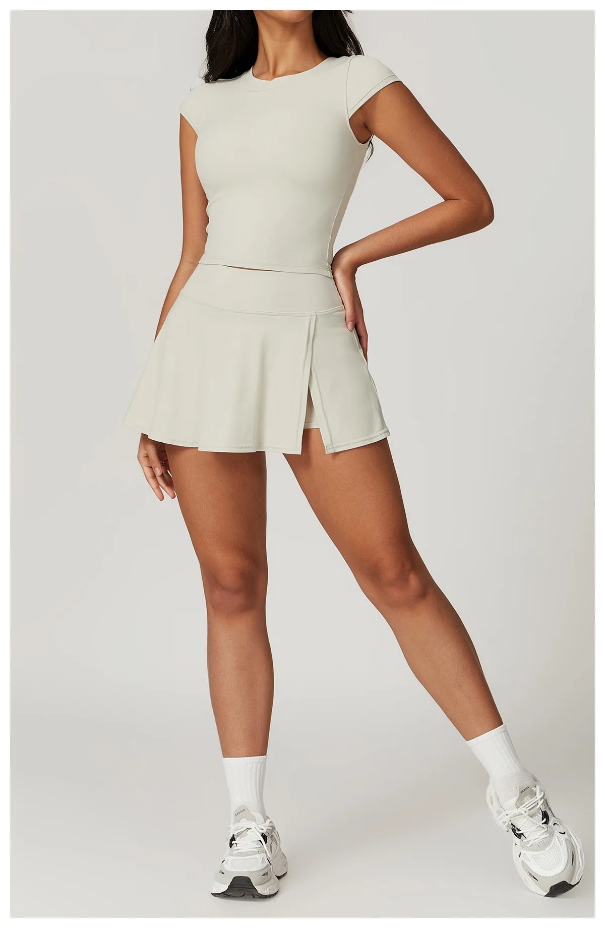 Tight Tennis Skirt Set Yoga Clothing Anti-Shine Bottom Pants Set Quick Dry High Waisted Hip Lifting Running Fitness Exercise Set