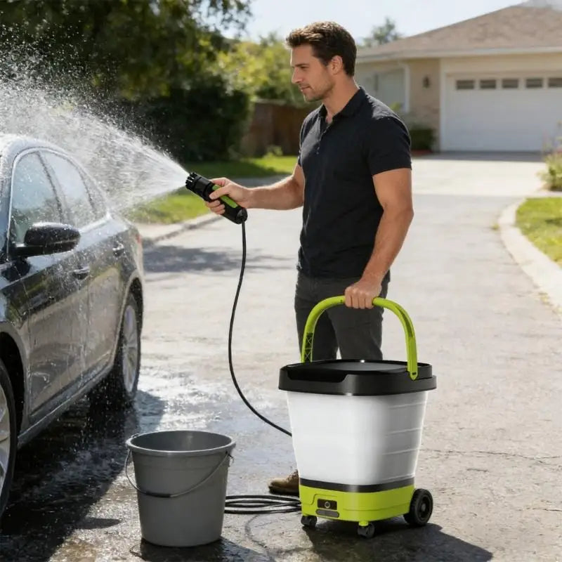 Handheld Wireless Cleaning Device With 12L Collapsible Water owner And Changeable Nozzle Set For Vehicle Outdoor Care X37F