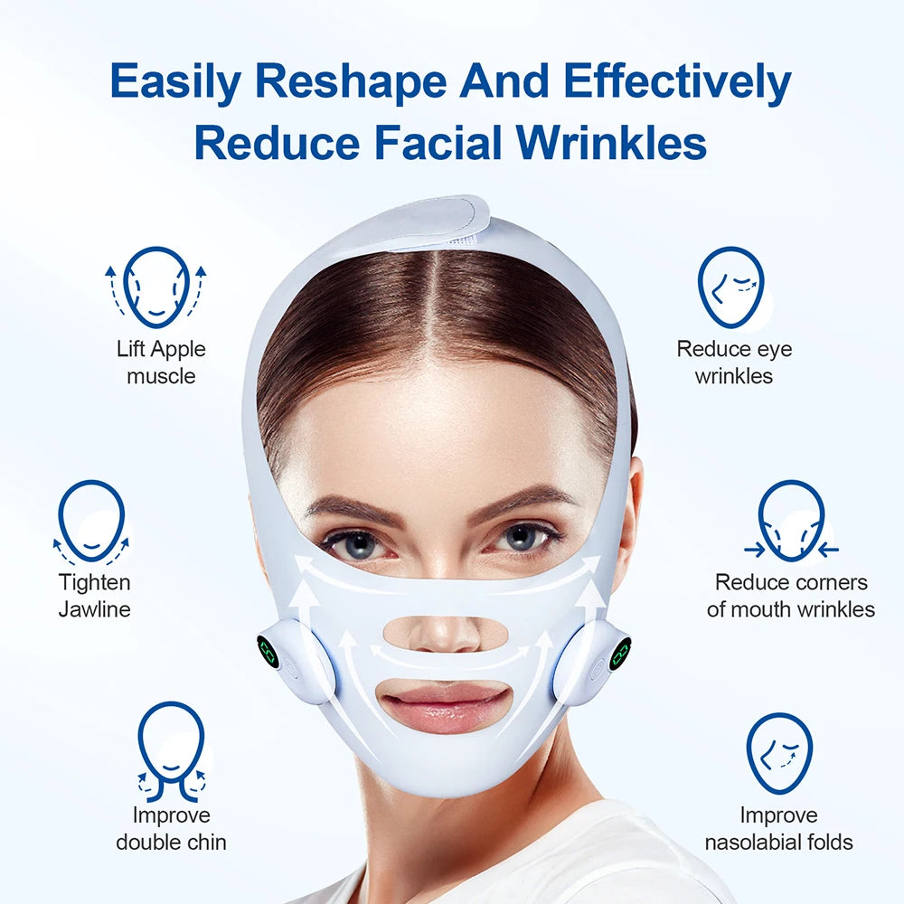 Electric Face Slimming Bandage V Line Chin Strap Facial Shaping Massager Edema Removal Mask V Line Lift Up Belt