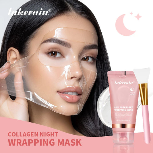 Collagen Wrapping Mask And Brush Set Rejuvenation Moisturize Brightening Korean Face Mask Make Glowy Skin